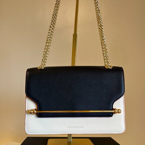 Strathberry East/West bag in bi color Black/Diamond with Fire Edge - Picture 10 of 12